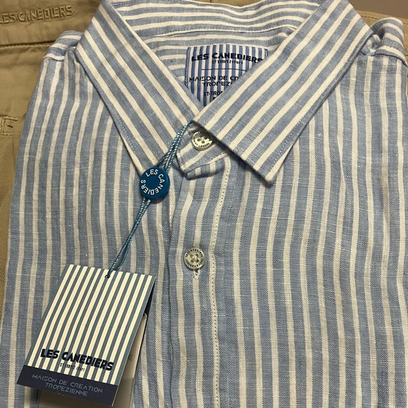 NWT 🇫🇷 Sky Blue Les Canebiers Men’s Linen Shirt (3XL) - Picture 3 of 4